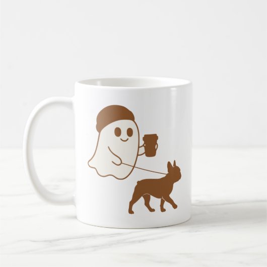 Niedlich Ghost Walking Frankreich Kaffeetasse (Links)