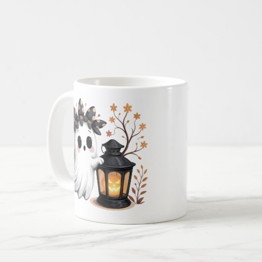 Niedlich Ghost Whimsical Halloween Tasse Stil (Vorderseite Links)