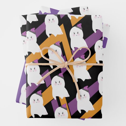 Niedlich Ghost Witch Hat Halloween Theme Geschenkpapier Set (Beispiel)