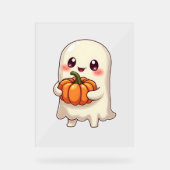 Niedlich Ghost with Pumpkin - Funny Halloween Acrylschild (Vorderseite)