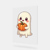 Niedlich Ghost with Pumpkin - Funny Halloween Acrylschild (Winkel)