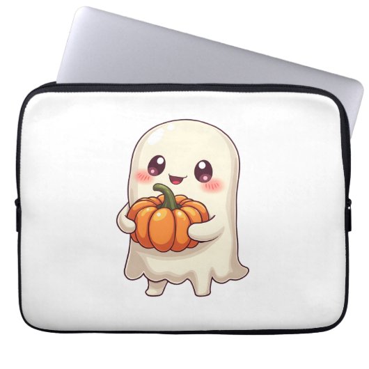 Niedlich Ghost with Pumpkin - Funny Halloween Laptopschutzhülle (Vorderseite)