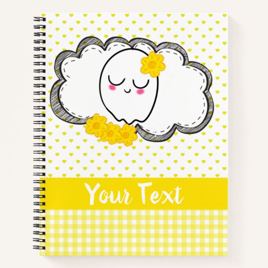 Niedlich Ghost Yellow Hearname Notebook Notizblock (Vorderseite)