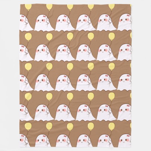 Niedlich Ghosts Balloons-Muster Fleecedecke (Vorderseite)