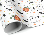 Niedlich Ghosts Bats Pumpkins Halloween-Muster Geschenkpapier (Rolleneckpunkt)