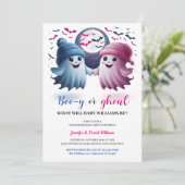 Niedlich Ghosts Boo-y oder Ghoul Halloween Gender  Einladung (Stehend Vorderseite)