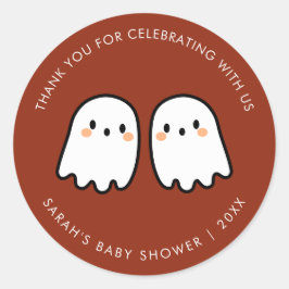 Niedlich Ghosts Double Trouble Twins Baby Dusche G Runder Aufkleber