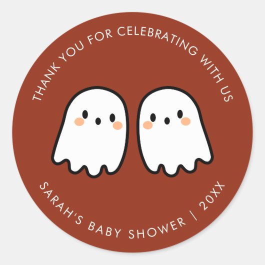 Niedlich Ghosts Double Trouble Twins Baby Dusche G Runder Aufkleber (Vorderseite)