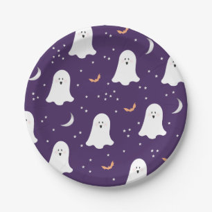 Niedlich Ghosts Halloween Dark Lila Paper Plate Pappteller