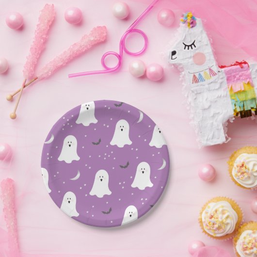 Niedlich Ghosts Halloween Lila Papierplatte Pappteller (Party)