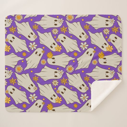 Niedlich Ghosts Halloween-Muster Sherpadecke (Vorderseite (Horizontal))