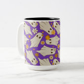 Niedlich Ghosts Halloween-Muster Zweifarbige Tasse (Vorderseite Links)