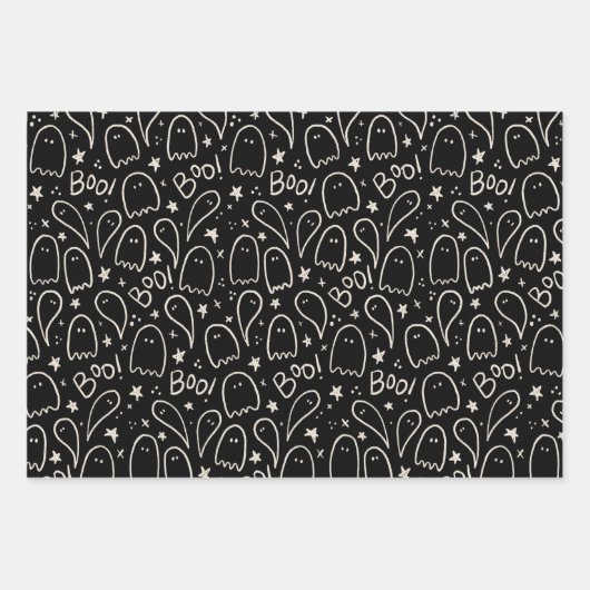 Niedlich Ghosts Halloween-Mustergeschenk Geschenkpapier Set (Vorderseite 3)