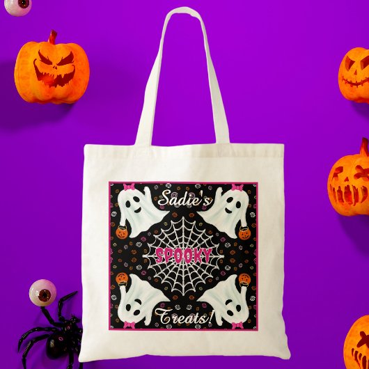 Niedlich Ghosts Kürbislaterne Cobweb Tragetasche