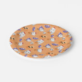 Niedlich Ghosts Muster Orange Halloween Kinderdusc Pappteller (Schrägansicht)