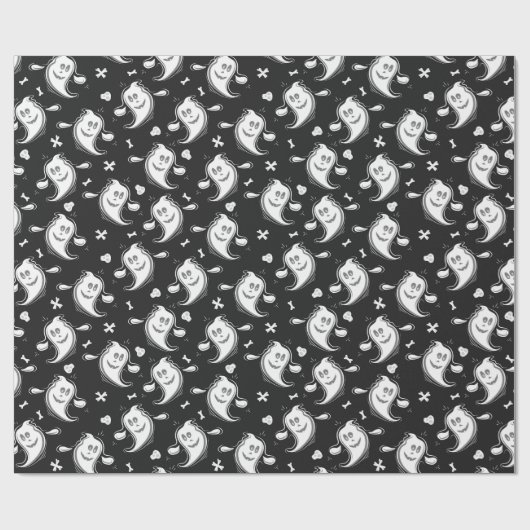 Niedlich Ghosts Pattern Halloween Geschenkpapier (Flach)