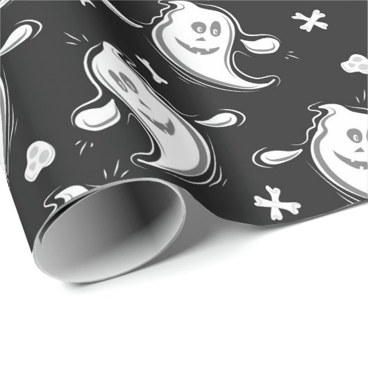 Niedlich Ghosts Pattern Halloween Geschenkpapier (Rolleneckpunkt)