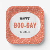 Niedlich Ghosts Pattern Happy "Boo-Day" Personalis Pappteller (Vorderseite)