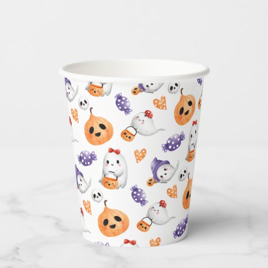 Niedlich Ghosts Pumpkin Pattern Halloween-Party Pappbecher (Rückseite)