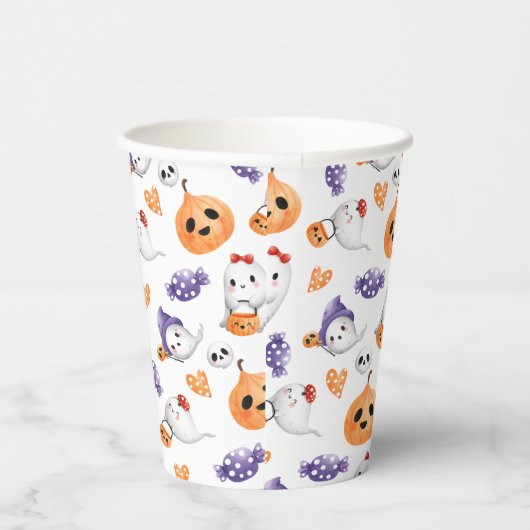 Niedlich Ghosts Pumpkin Pattern Halloween-Party Pappbecher (Rechts)