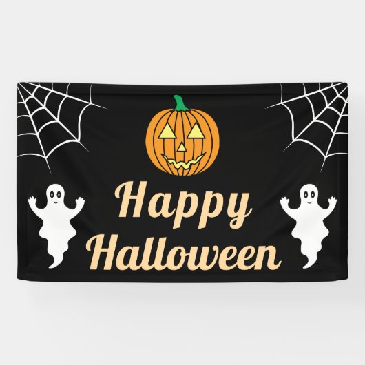 Niedlich Ghosts Pumpkin Spider Web Fun Halloween-P Banner (Horizontal)
