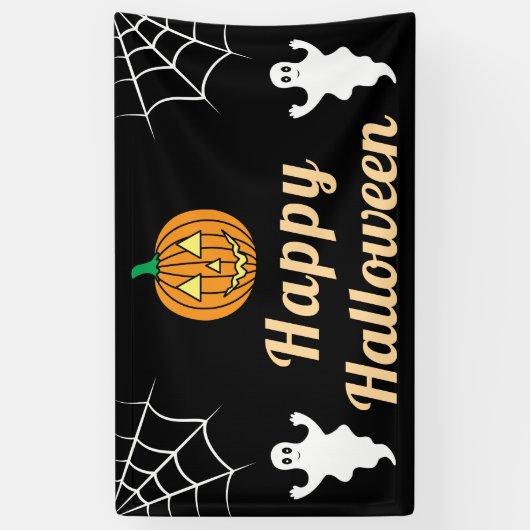 Niedlich Ghosts Pumpkin Spider Web Fun Halloween-P Banner (Vertikal)