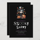 Niedlich Ghoul Skeleton in Top Hat Halloween Einladung (Vorne/Hinten)