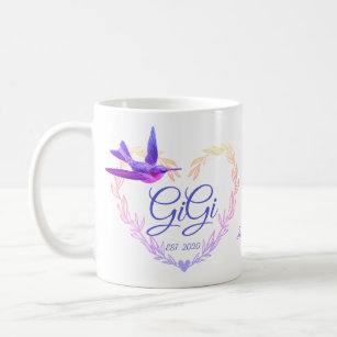 Niedlich Gigi Heart Hummingbird Lila Pink  Kaffeetasse