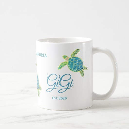 Niedlich Gigi Sea Turtle Aquamarin Aqua Türkisches Kaffeetasse (Rechts)