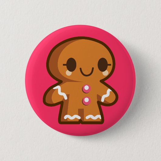 Niedlich Gingberbread Man Button (Vorderseite)