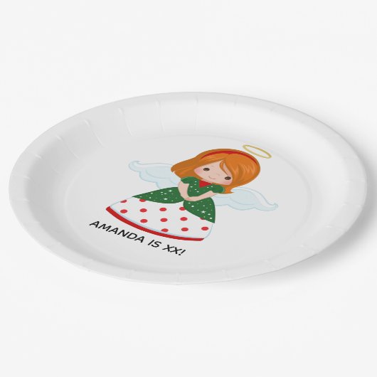Niedlich Ginger Angel Weihnachtsfeier Pappteller (Schrägansicht)