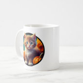 Niedlich Ginger Cat Autumn Harvest Pumpkins Kaffeetasse (Vorderseite Links)