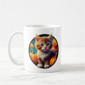 Niedlich Ginger Cat Autumn Harvest Pumpkins Kaffeetasse (Links)