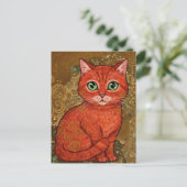 Niedlich Ginger Cat Gustav Klimt Postcard Postkarte (Stehend Vorderseite)