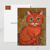 Niedlich Ginger Cat Gustav Klimt Postcard Postkarte (Vorne/Hinten)