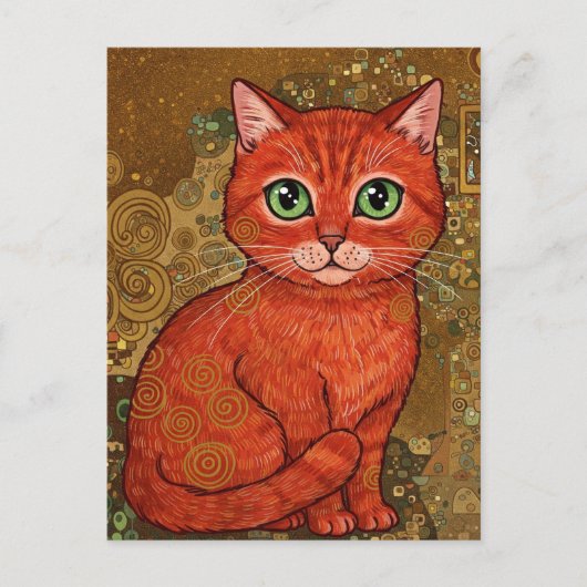 Niedlich Ginger Cat Gustav Klimt Postcard Postkarte (Vorderseite)