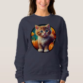Niedlich Ginger Cat Herbst Pumpkins Frauenkürbis Sweatshirt (Vorderseite)
