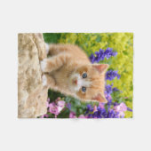 Niedlich Ginger Cat Kitten Blumengarten komfortabe Fleecedecke (Vorderseite (Horizontal))