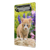 Niedlich Ginger Cat Kitten Blumengarten Portrait o Mini Klemmbrett (Gewinkelt2)