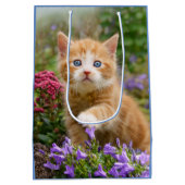 Niedlich Ginger Cat Kitten im Garden Foto Portrait Mittlere Geschenktüte (Rückseite)