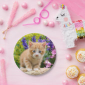 Niedlich Ginger Cat Kitten in Blume - Funny Party Pappteller (Party)
