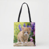 Niedlich Ginger Cat Kitten in Flower Garden - Shop Tasche (Vorderseite)