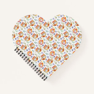 Niedlich Ginger Cat und Blume Motif SpiralNotebook Notizblock