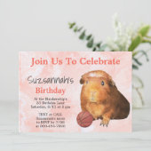 Niedlich Ginger Guinea Pig Basketball Custom Party Einladung (Stehend Vorderseite)