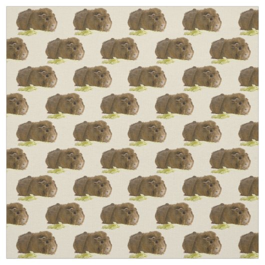Niedlich Ginger Guinea Pig Eating Celery Fotografi Stoff (Muster)