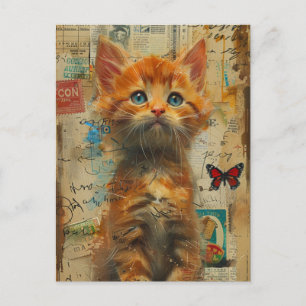 Niedlich Ginger Kitten Collage Postcard Postkarte