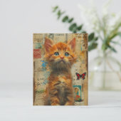 Niedlich Ginger Kitten Collage Postcard Postkarte (Stehend Vorderseite)