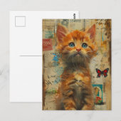 Niedlich Ginger Kitten Collage Postcard Postkarte (Vorne/Hinten)