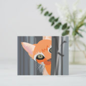 NIEDLICH GINGER RED CAT PEEKING ART POSTCARD POSTKARTE (Stehend Vorderseite)