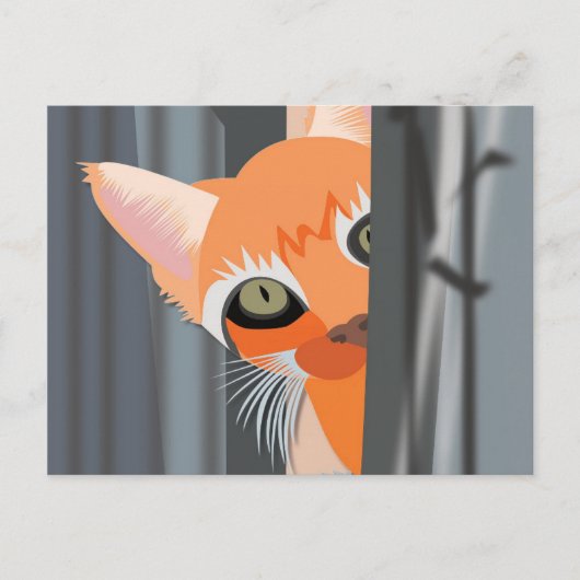NIEDLICH GINGER RED CAT PEEKING ART POSTCARD POSTKARTE (Vorderseite)